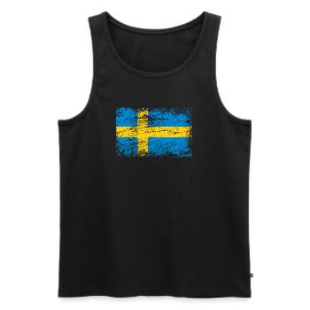 Schwedische Flagge im Vintage-Style - Männer Premium Bio Tank Top - Schwarz - Vorne - AI Model Male 178 light (178cm)