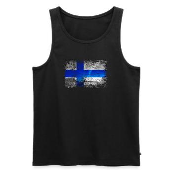 Finnland mit Nordlicht im Vintage-Style - Männer Premium Bio Tank Top - Schwarz - Vorne - Michal (187cm)