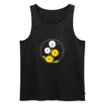 Pissenlits et fleurs de pissenlit jaune dans le cadre - Débardeur bio Premium Homme - noir - Devant - Michal (187cm)