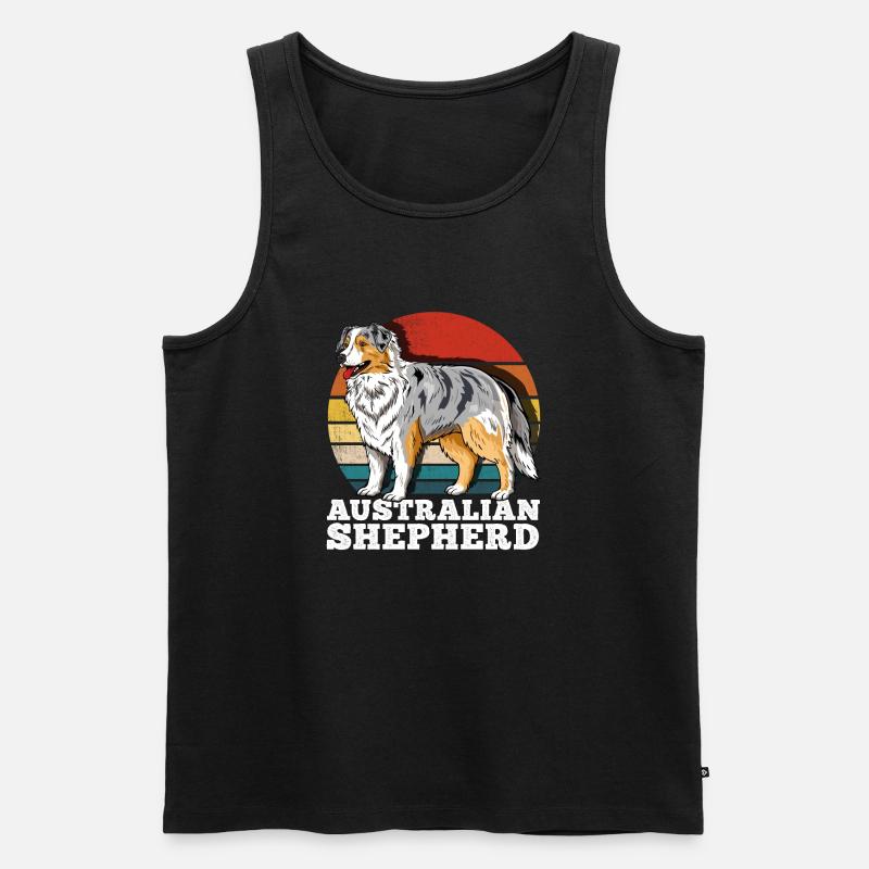 Australian Shepherd Aussie Retro - Männer Premium Bio Tank Top - Schwarz