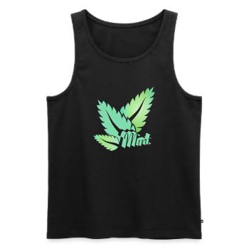 stilisierte grüne Minze Blätter mit Typografie - Männer Premium Bio Tank Top - Schwarz - Vorne - AI Model Male 178 light (178cm)