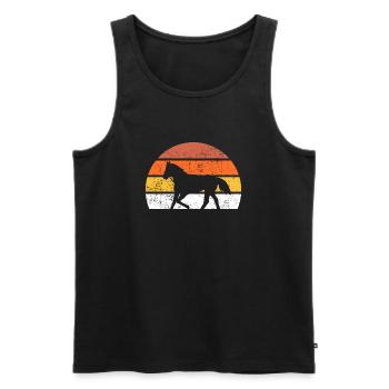 Pferd Retro - Männer Premium Bio Tank Top - Schwarz - Vorne - AI Model Male 178 light (178cm)