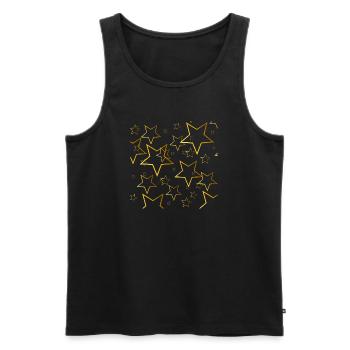 étoiles d'or, nuit, femme - Débardeur bio Premium Homme - noir - Devant - AI Model Male 178 light (178cm)