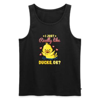 Duck Duck Lover - Men's Premium Organic Tank Top - black - Front - AI Model Male 178 light (178cm)