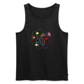 Nähutensilien Knöpfe,Nadel, Faden und Nähgarn - Männer Premium Bio Tank Top - Schwarz - Vorne - AI Model Male 178 light (178cm)