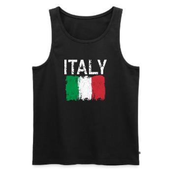 Drapeau Italien au coup de pinceau - Débardeur bio Premium Homme - noir - Devant - AI Model Male 178 light (178cm)