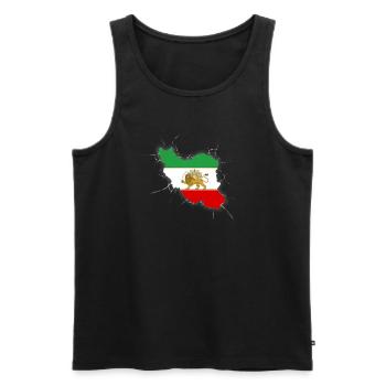 Iran Flag Lion and Sun - شیر خورشید - Men's Premium Organic Tank Top - black - Front - AI Model Male 178 light (178cm)