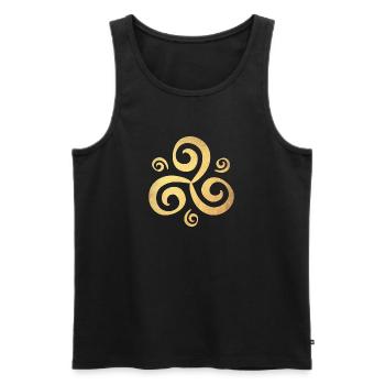Yoga Gold Triskele Buddhism Meditation Ornament - Men's Premium Organic Tank Top - black - Front - Michal (187cm)