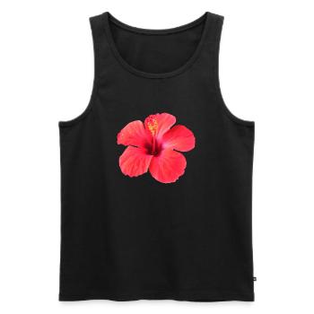 Vibrant hibiscus flower in tropical style - Men's Premium Organic Tank Top - black - Front - AI Model Male 178 light (178cm)