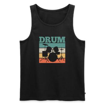 Drummer Drums Retro - Débardeur bio Premium Homme - noir - Devant - AI Model Male 178 light (178cm)