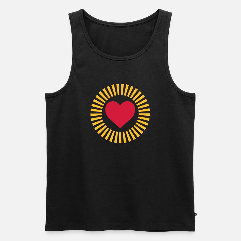 Herz in Strahlenkranz Design - Männer Premium Bio Tank Top - Schwarz