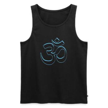 Cool Buddhism Om sign blue see through - Men's Premium Organic Tank Top - black - Front - AI Model Male 178 light (178cm)
