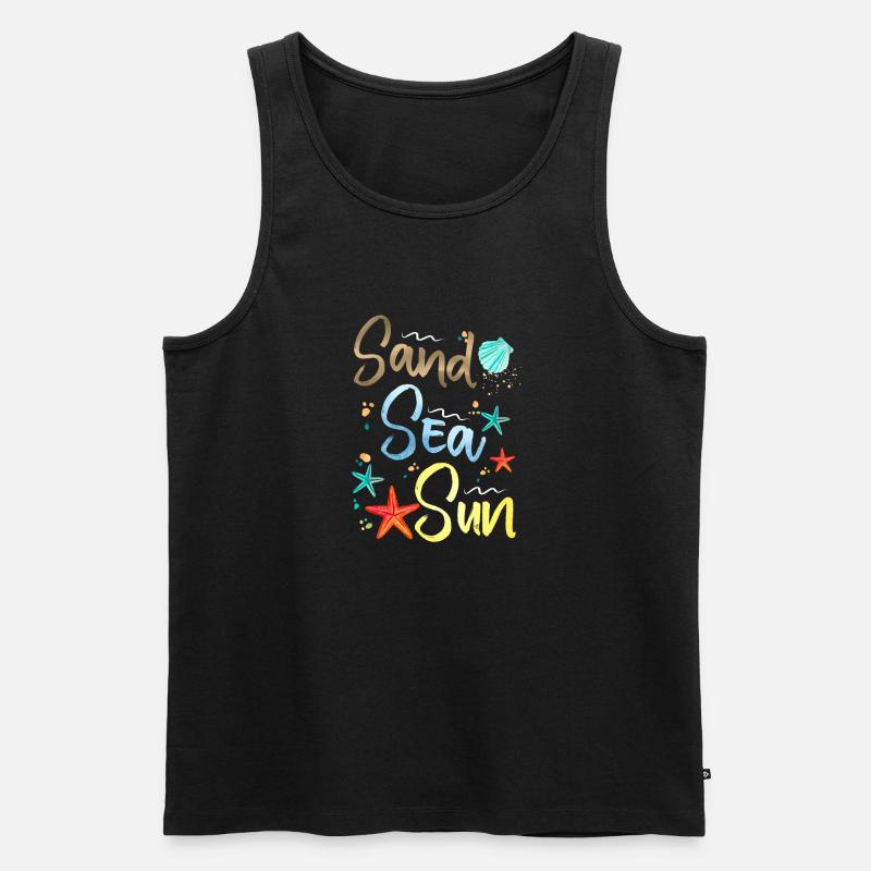 Sand See Sonne Illustration - Männer Premium Bio Tank Top - Schwarz