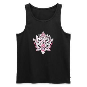 Lotus Mandala Rosa Farbe - Männer Premium Bio Tank Top - Schwarz - Vorne - AI Model Male 178 light (178cm)