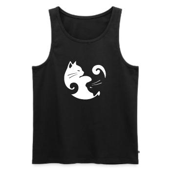 Yin-Yang-Katzen-Balance - Männer Premium Bio Tank Top - Schwarz - Vorne - AI Model Male 178 light (178cm)
