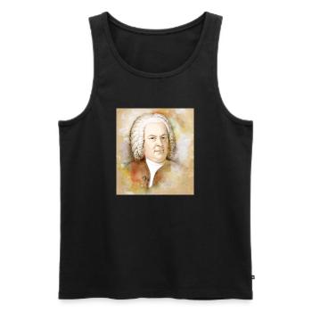 Johann Sebastian Bach dans un style aquarelle - Débardeur bio Premium Homme - noir - Devant - AI Model Male 178 light (178cm)