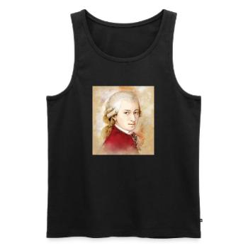 Wolfgang Amadeus Mozart dans un style aquarelle - Débardeur bio Premium Homme - noir - Devant - AI Model Male 178 light (178cm)