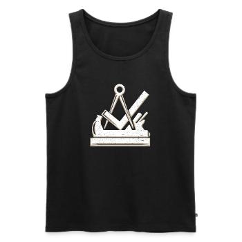 Carpenter et menuisier symbole de guilde 3D grunge utilisé - Débardeur bio Premium Homme - noir - Devant - AI Model Male 178 light (178cm)