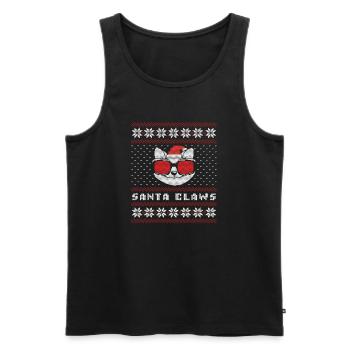 Santa Claws Cat - Men's Premium Organic Tank Top - black - Front - AI Model Male 178 light (178cm)