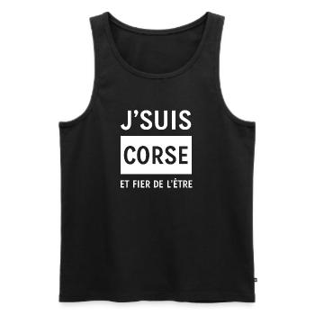 JE SUIS CORSE ET FIER DE L'ETRE - Débardeur bio Premium Homme - noir - Devant - AI Model Male 178 light (178cm)