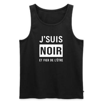 JE SUIS NOIR ET FIER DE L'ETRE - Débardeur bio Premium Homme - noir - Devant - AI Model Male 178 light (178cm)