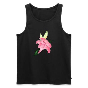 rosafarbene Lilien Blüte mit zwei Knospen - Männer Premium Bio Tank Top - Schwarz - Vorne - AI Model Male 178 light (178cm)