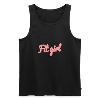 Fitgirl Rosa 3D Script - Männer Premium Bio Tank Top - Schwarz - Vorne - AI Model Male 178 light (178cm)