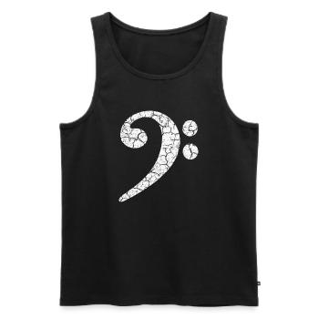 Clé de fa avec un effet grunge cool dans un look usé - Débardeur bio Premium Homme - noir - Devant - AI Model Male 178 light (178cm)