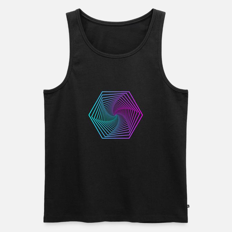 Neon-Polygonspirale Gradient - Männer Premium Bio Tank Top - Schwarz