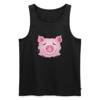Tête de cochon - graffiti de cochon porte-bonheur - Débardeur bio Premium Homme - noir - Devant - Michal (187cm)