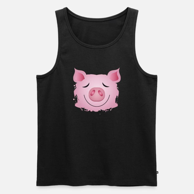 Kopf eines Schweins - Glücksschwein Graffiti - Männer Premium Bio Tank Top - Schwarz