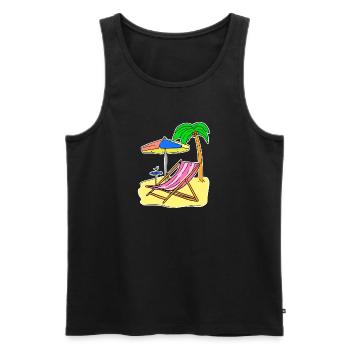 Sun Sea Beach Summer Palm Trees Relax Vacances - Débardeur bio Premium Homme - noir - Devant - Michal (187cm)