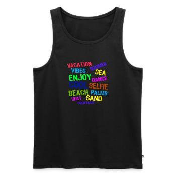Vacances Détente Vacances Été Soleil Voyage - Débardeur bio Premium Homme - noir - Devant - Michal (187cm)