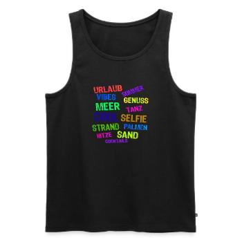 Urlaub Ferien Strand Auszeit Entspannen Palmen - Männer Premium Bio Tank Top - Schwarz - Vorne - Michal (187cm)