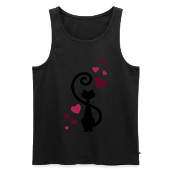 Cat Love In Love - cat in love - gift idea - Men's Premium Organic Tank Top - black - Front - AI Model Male 178 light (178cm)