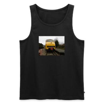 MAT 64 at railway museum - Men's Premium Organic Tank Top - black - Front - AI Model Male 178 light (178cm)