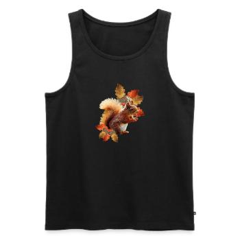 Eichhörnchen motiv mit Eichenblättern, Herbst frau - Männer Premium Bio Tank Top - Schwarz - Vorne - AI Model Male 178 light (178cm)