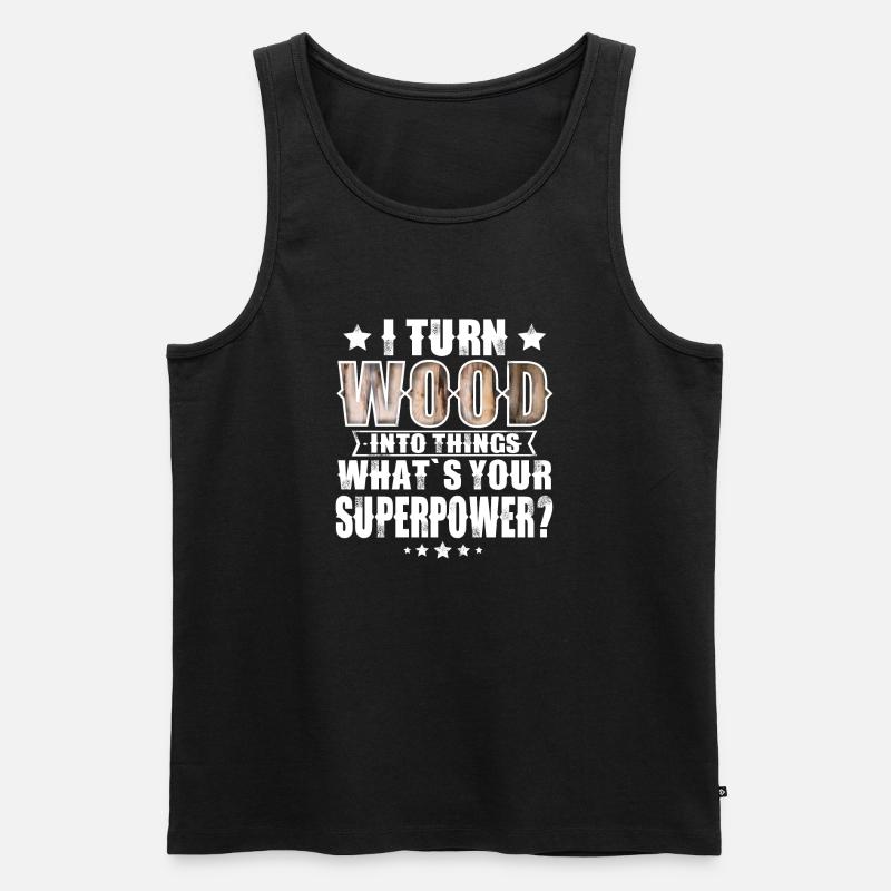 Holz - Männer Premium Bio Tank Top - Schwarz