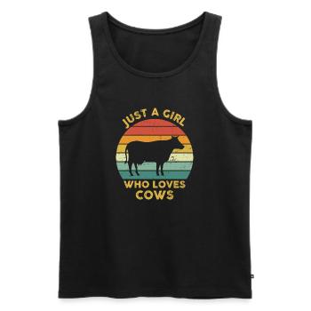 Nur ein Mädchen, das Kühe Vintage liebt - Männer Premium Bio Tank Top - Schwarz - Vorne - Michal (187cm)