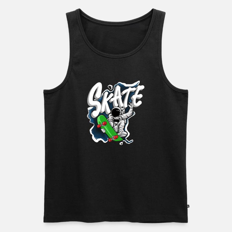 Skate Astronaut - Männer Premium Bio Tank Top - Schwarz