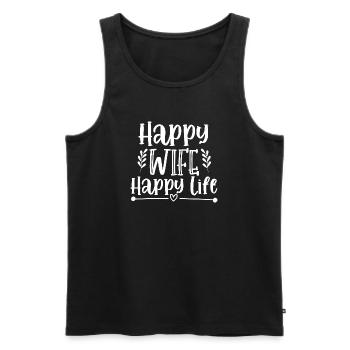 Happy Wife - Happy Life - Débardeur bio Premium Homme - noir - Devant - Michal (187cm)