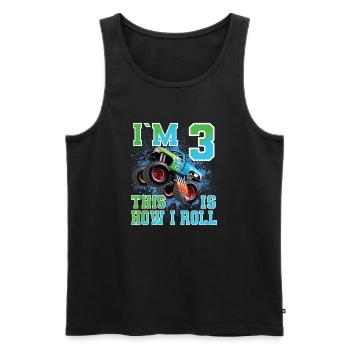 3 Years Children's Birthday Monster Truck - Men's Premium Organic Tank Top - black - Front - Michal (187cm)