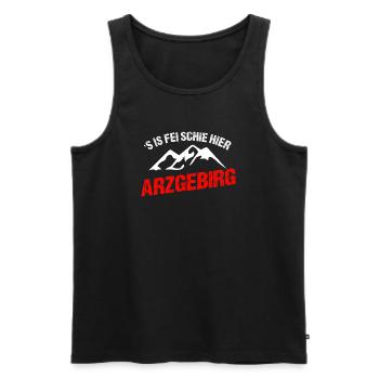 is fei schie hier - Männer Premium Bio Tank Top - Schwarz - Vorne - AI Model Male 178 light (178cm)