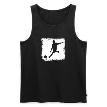 Joueur de football, tir de but, silhouette, sport d’équipe - Débardeur bio Premium Homme - noir - Devant - AI Model Male 178 light (178cm)