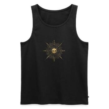 Motif de rayons à l’œil doré - Débardeur bio Premium Homme - noir - Devant - Michal (187cm)