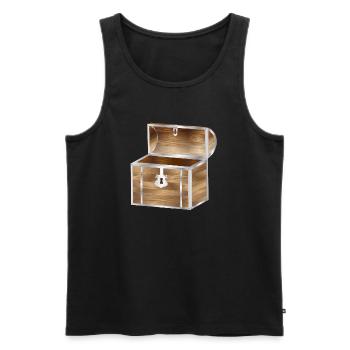 empty treasure chest made of wood with metal fittings - Men's Premium Organic Tank Top - black - Front - AI Model Male 178 light (178cm)