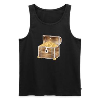 Wooden treasure chest filled with gold coins - Men's Premium Organic Tank Top - black - Front - AI Model Male 178 light (178cm)