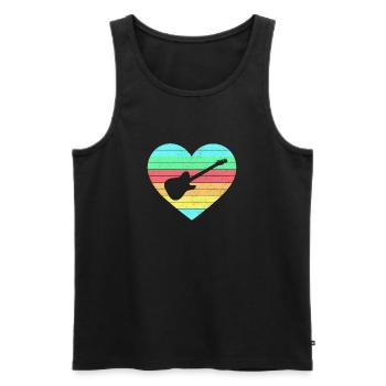 Guitars heart design with rainbow / gift - Men's Premium Organic Tank Top - black - Front - AI Model Male 178 light (178cm)