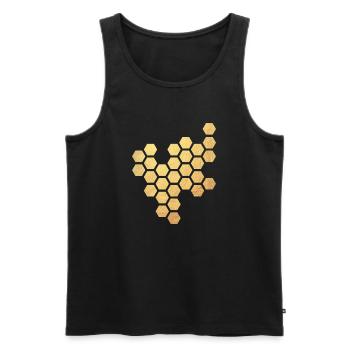 Bienenwaben Gold Honig Muster Sechseck Biene Imker - Männer Premium Bio Tank Top - Schwarz - Vorne - Michal (187cm)