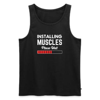 Installing Muscle Please Wait - Männer Premium Bio Tank Top - Schwarz - Vorne - AI Model Male 178 light (178cm)